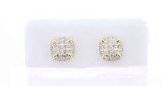 Cushioned Diamond Studded Earrings with 10k Yellow Gold