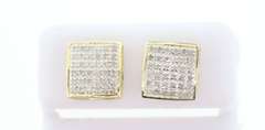 Square Cushioned Diamond Earrings with 10k Yellow Gold