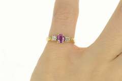 14K Yellow Gold 0.69 Ctw Pink Sapphire Diamond Engagement Ring