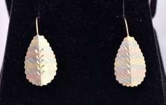 Lavish Leaf Earrings in 14K Tri-Color Gold