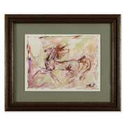 Marta Wiley, Framed Original Mixed Media Painting on Canvas, Thumb Printed and Hand Signed with Letter of Authenticity.