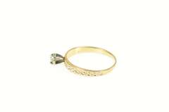 14K Yellow Gold Retro Diamond Solitaire Classic Promise Ring