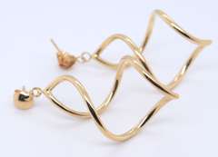 Beautiful Yellow Gold Twisted Dangle Earrings