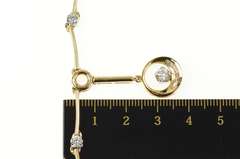 14K Yellow Gold 1.11 Ctw Ornate Retro Diamond Drop Bar Link Necklace
