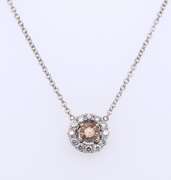 Sparkling White Gold Brown and White Diamond Pendant on Chain