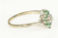 14K White Gold Marquise Emerald Diamond Bypass Statement Ring
