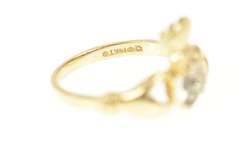 14K Yellow Gold Diamond Claddagh Traditional Irish Loyalty Ring