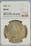 Beautiful near Gem BU 1887 Morgan Silver Dollar. NGC MS64