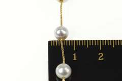 14K Yellow Gold 5.6mm Silver Blue Pearl Box Chain Statement Necklace