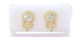 Crowned Diamond Cluster Earrings with 10k Yellow Gold