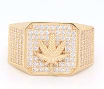 Men's Yellow Gold Marijuana Cannabis Leaf Ring
