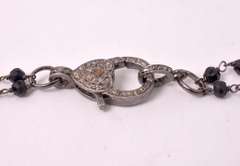 Fantastic Rare Jadeite Black Jade and Diamond Pendant with Beaded Black Spinel Necklace in Gold Plated Sterling Silver