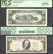 $10 1990 FRN Overprint on Back Error PCGS Choice New 63PPQ