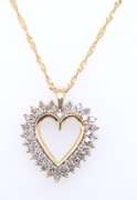 Enchanting Double Row Diamond Heart Pendant Necklace
