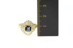 14K Yellow Gold 2.84 Ctw Sapphire Ballerina Diamond Halo Ring