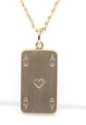 Fantastic Yellow Gold Ace of Hearts Card Necklace