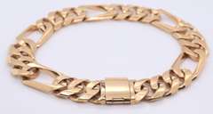 High Quality Heavy Yellow Gold Figaro Link Bracelet