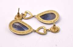 Ravishing Pair of 13.79CTW Rare Gray & Blue Sapphire & Diamond Earrings in Gold Plated Sterling Silver