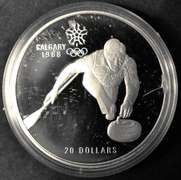 1987 Canada $20 Winter Olympic Games Sterling Silver Proof Coin Ski Jump