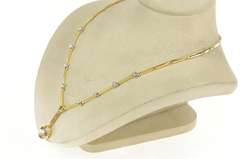 14K Yellow Gold 1.11 Ctw Ornate Retro Diamond Drop Bar Link Necklace