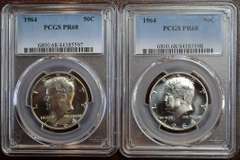 Lot Of 2 Proof 1964 Kennedy Half Dollars PF68