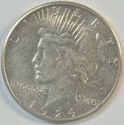 Lustrous near Mint 1924-S Peace Silver Dollar. Key date