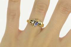 14K Yellow Gold Marquise Tanzanite Diamond Accent Statement Ring