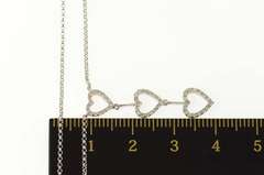 14K White Gold Diamond Tiered Heart Love Symbol Chain Link Necklace