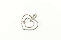 10K White Gold Diamond Classic Heart Love Symbol Pendant