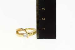 14K Yellow Gold 0.45 Ct Diamond Solitaire Curvy Engagement Ring