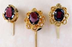 3 Genuine Garnet Stick Pins