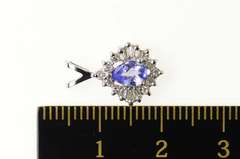 14K White Gold Pear Tanzanite Diamond Halo Classic Pendant