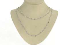 18K White Gold 4.20 Ctw Round Diamond By the Yard Chain Necklace