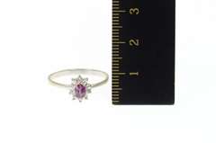 14K White Gold 0.42 Ctw Ruby Diamond Halo Engagement Ring