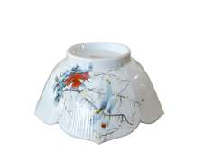 Gorgeous Fine China Bowl Made in Japan, with Exotic Blue Birds on Cherry Blossoms and Gilded Scalloped Edge