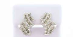Contemporary Baguette Diamond 14k White Gold Earrings