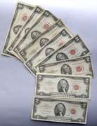 9 1953 1963 Red Seal $2 US Notes.
