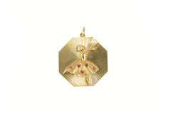 14K Yellow Gold 1960's Ruby Ballerina Pearl Dancer Charm/Pendant
