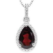 1.78 CT GARNET & DIAMOND 925 STERLING SILVER PENDANT