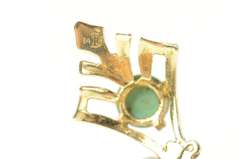 14K Yellow Gold Ornate Turquoise Ornamental Dangle Earrings