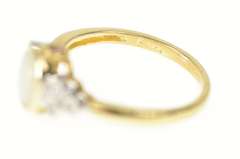 10K Yellow Gold Opal Diamond Tourmaline Accent Statement Ring