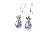 Dangle Tanzanite and Diamond Earrings in 14K