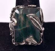 Dreamy Massive 18.37CTS Green Sapphire Ring in Sterling Silver