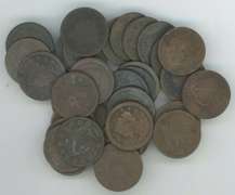 Bag of 35 lower end circulated US Large Cents all with dates