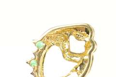 14K Yellow Gold Emerald Diamond Heart Mother Child Pendant