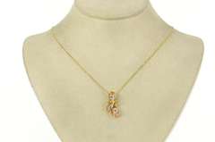 14K Yellow Gold 0.75 Ctw Diamond Wavy Abstract Statement Pendant