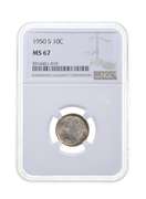 MS67 1950-S Roosevelt Dime - Graded NGC