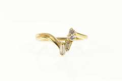 14K Yellow Gold Diamond Zig Zag Bypass Wedding Band Ring