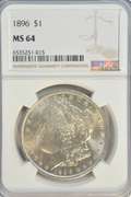 Much better near Gem BU 1896 Morgan Silver Dollar. NGC MS64