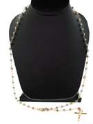 Attractive 14kt gold beaded rosary with cross pendant